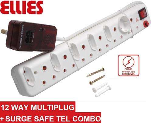 Ellies 12 Way Surge Safe Tel Combo Power