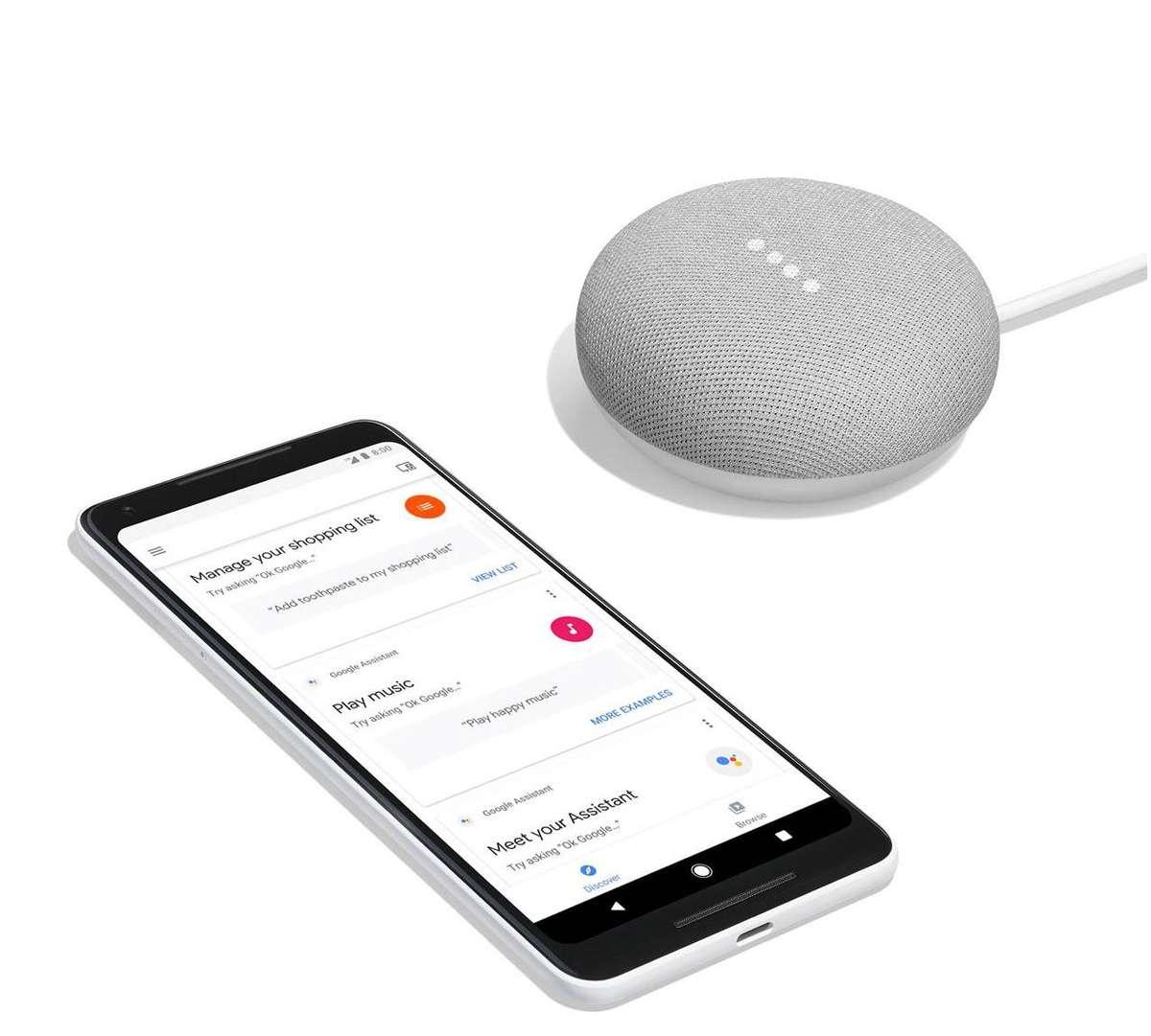 Google Home Mini Smart Speaker - Chalk - Refurbished (bulk packaging)