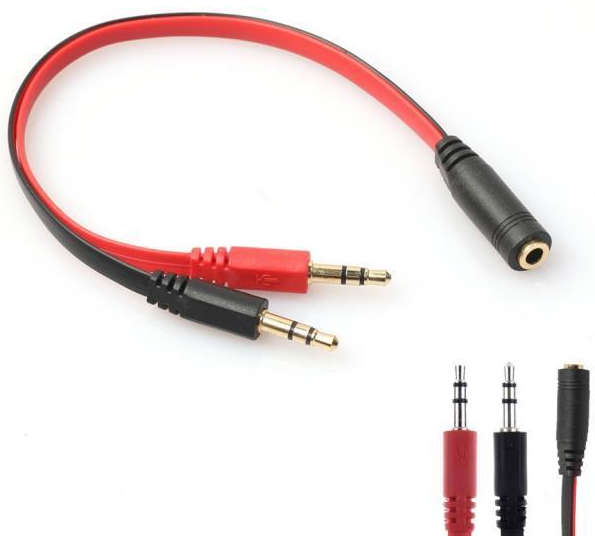 3.5mm Aux Audio Splitter 2M-F 2x Male to 1x Female (1 mic 1 headphone) - 2 pack