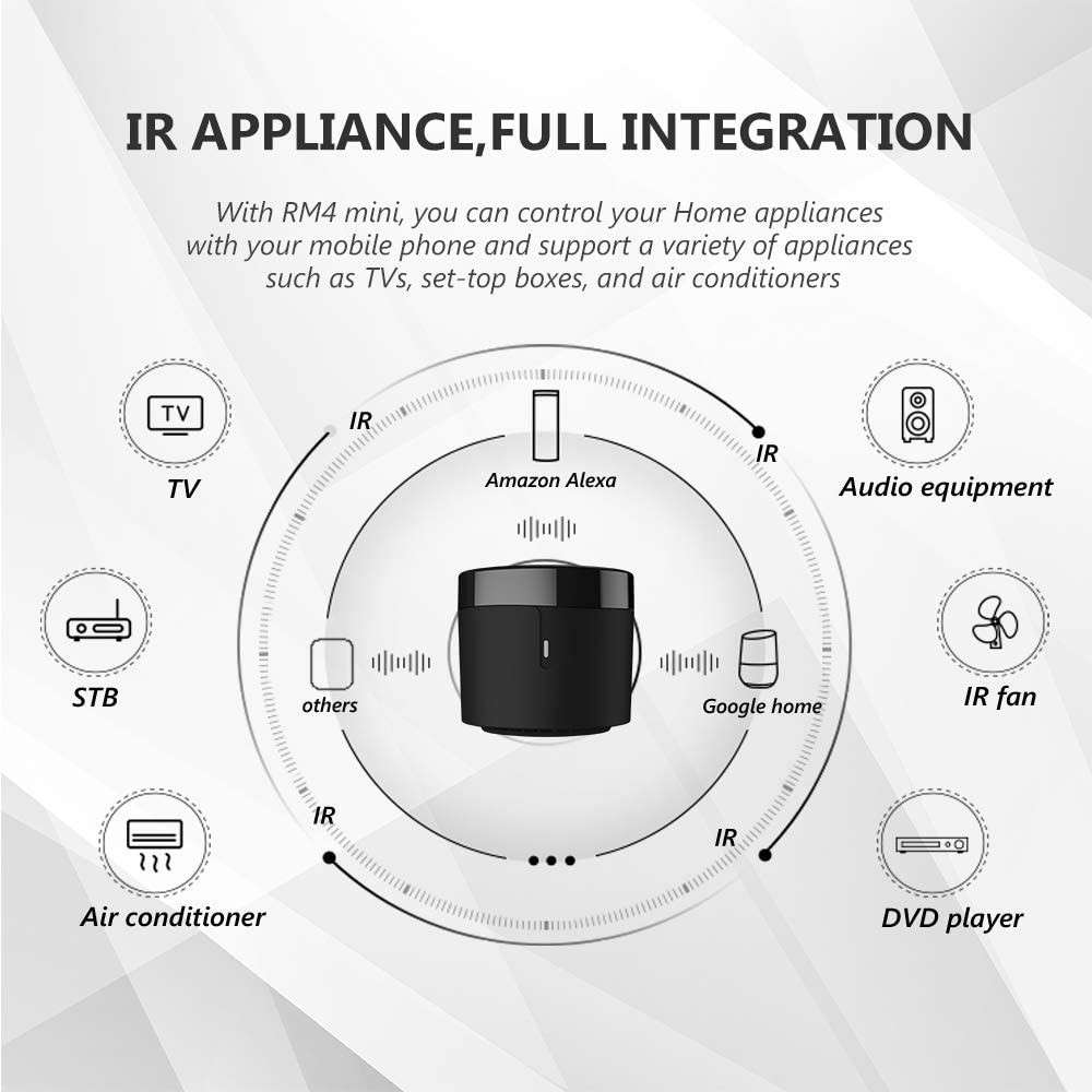 Broadlink RM4 Mini Universal IR Audio Video Remote Control - Smart Home Wi-Fi Remote Hub Compatib...