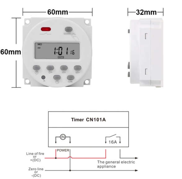 CN101A Digital Microcomputer 7 day Weekly Programmer Electronic Timer Switch 220V