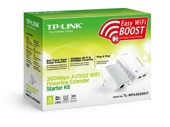TP-LINK 300Mbps Wireless N Powerline Extender kit, 500Mbps Powerline Datarate, Plug & Play, 2 Ethern