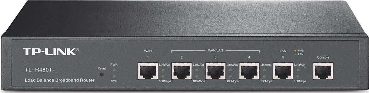 TP-LINK TL-R480T+ 5-port Load Balance Broadband Router, 3 Configurable WAN/LAN ports, 1 LAN, 1 WAN -
