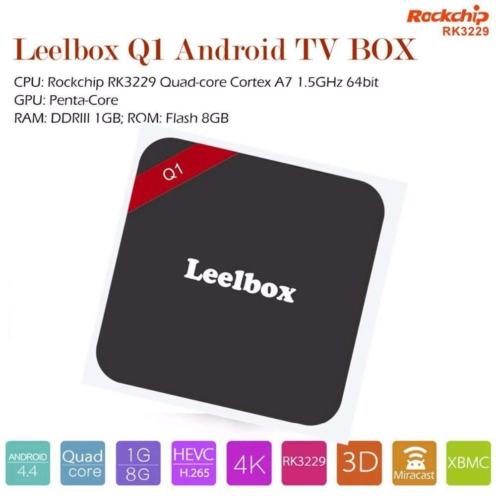 Leelbox Q1 Android TV Box Media Player - QUAD-CORE, Kodi, H265, 4K Playback