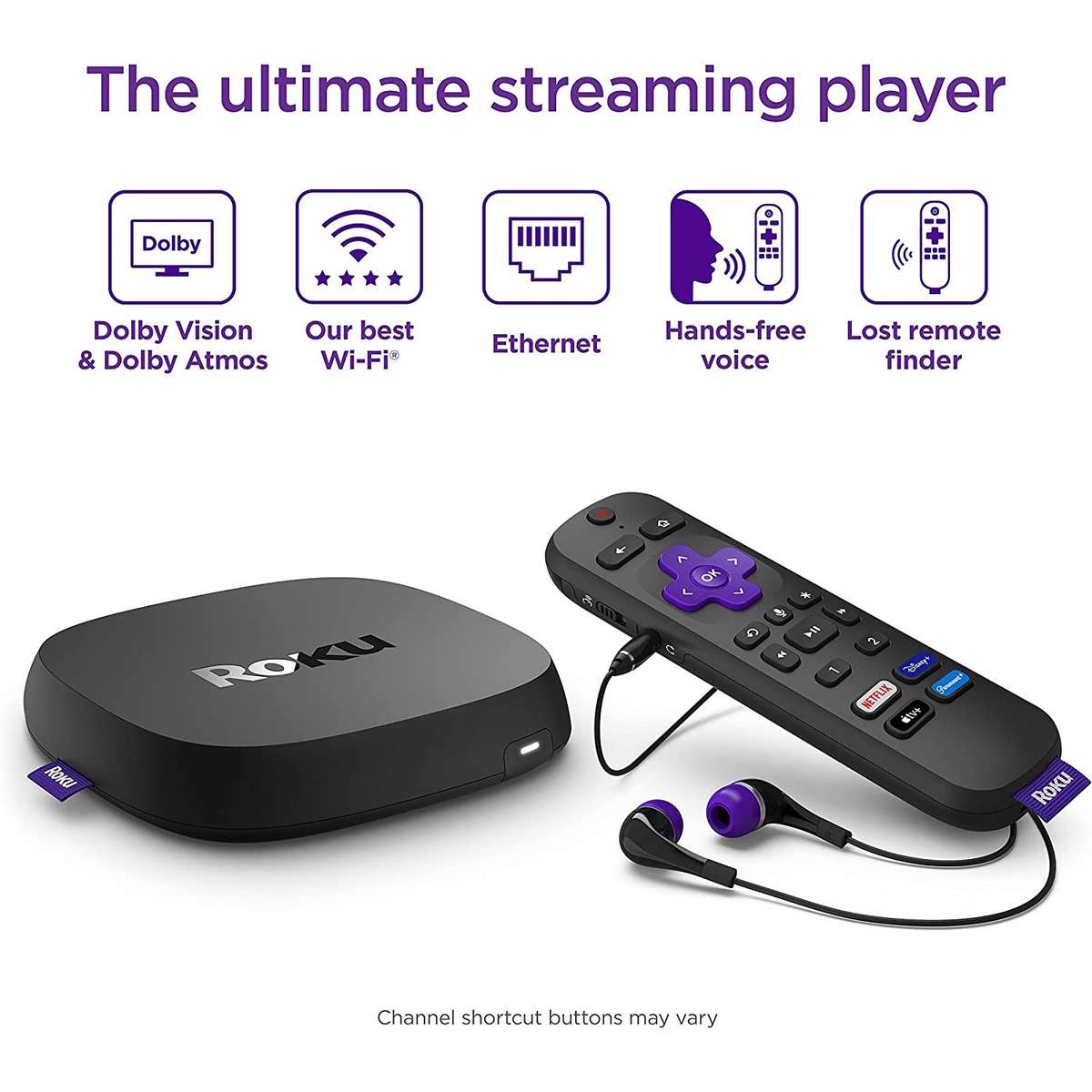 Roku Ultra 4K 4802 (2022) Streaming Device - HDR / Dolby Vision / Roku Voice Remote Pro / Hands-F...