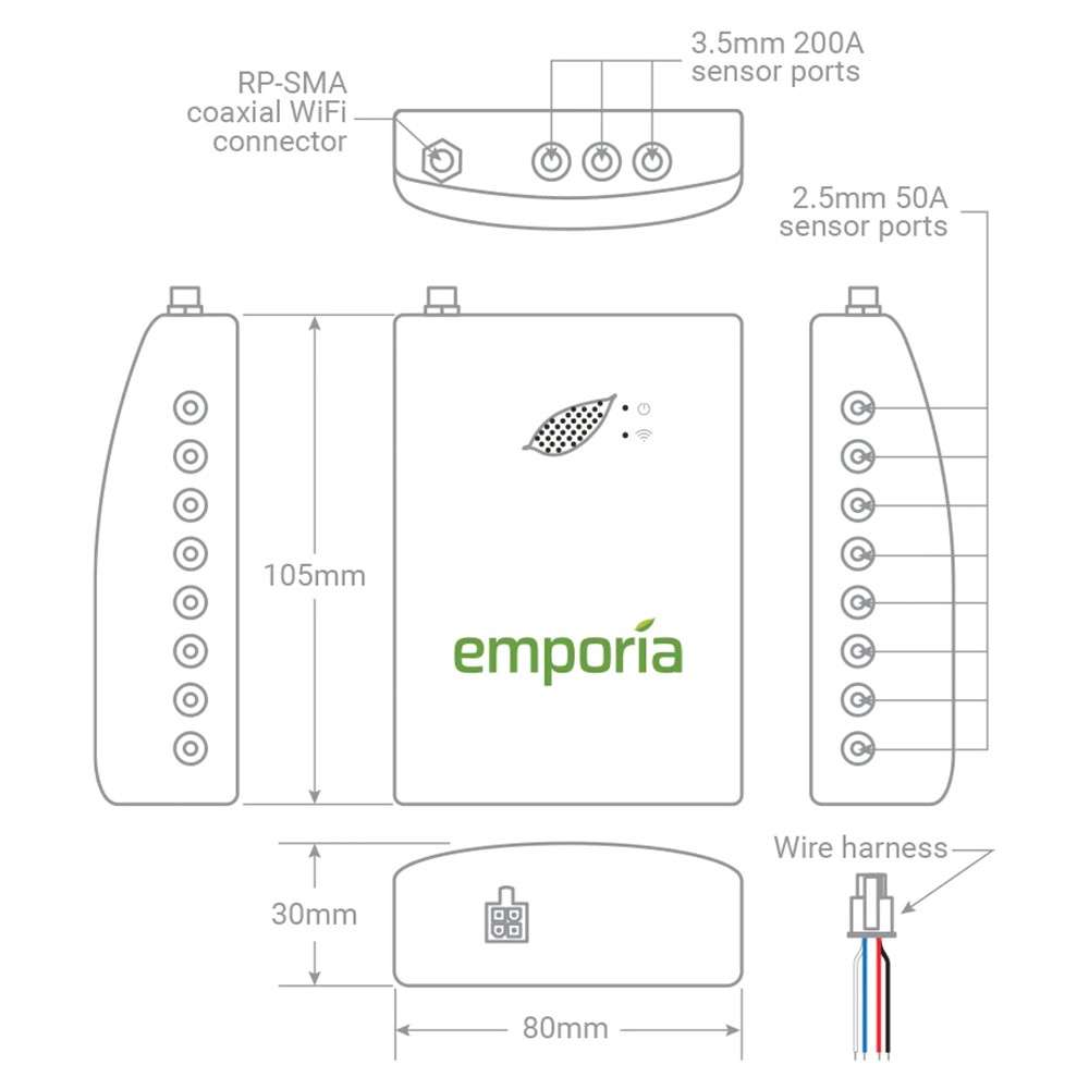 Emporia Vue Gen 2 Energy Monitor - 200A 3-PHASE Sensors and 8x 50A Sensors