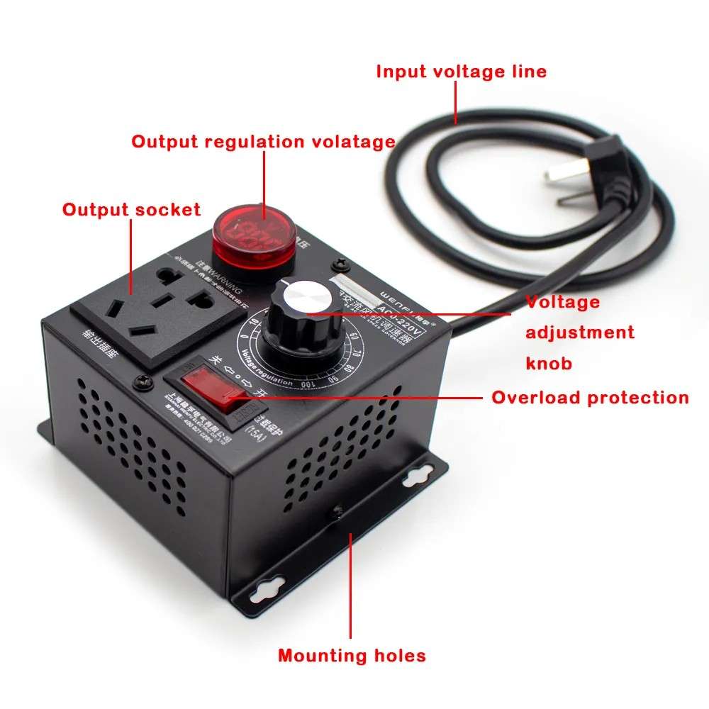 Fan Control Controller AC 220V 4000W Variable Step Down Voltage Converter Transformer Motor Speed