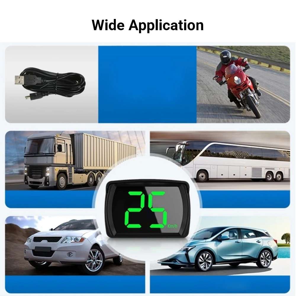 Digital Speedometer Display (GPS) - Black / Green Font