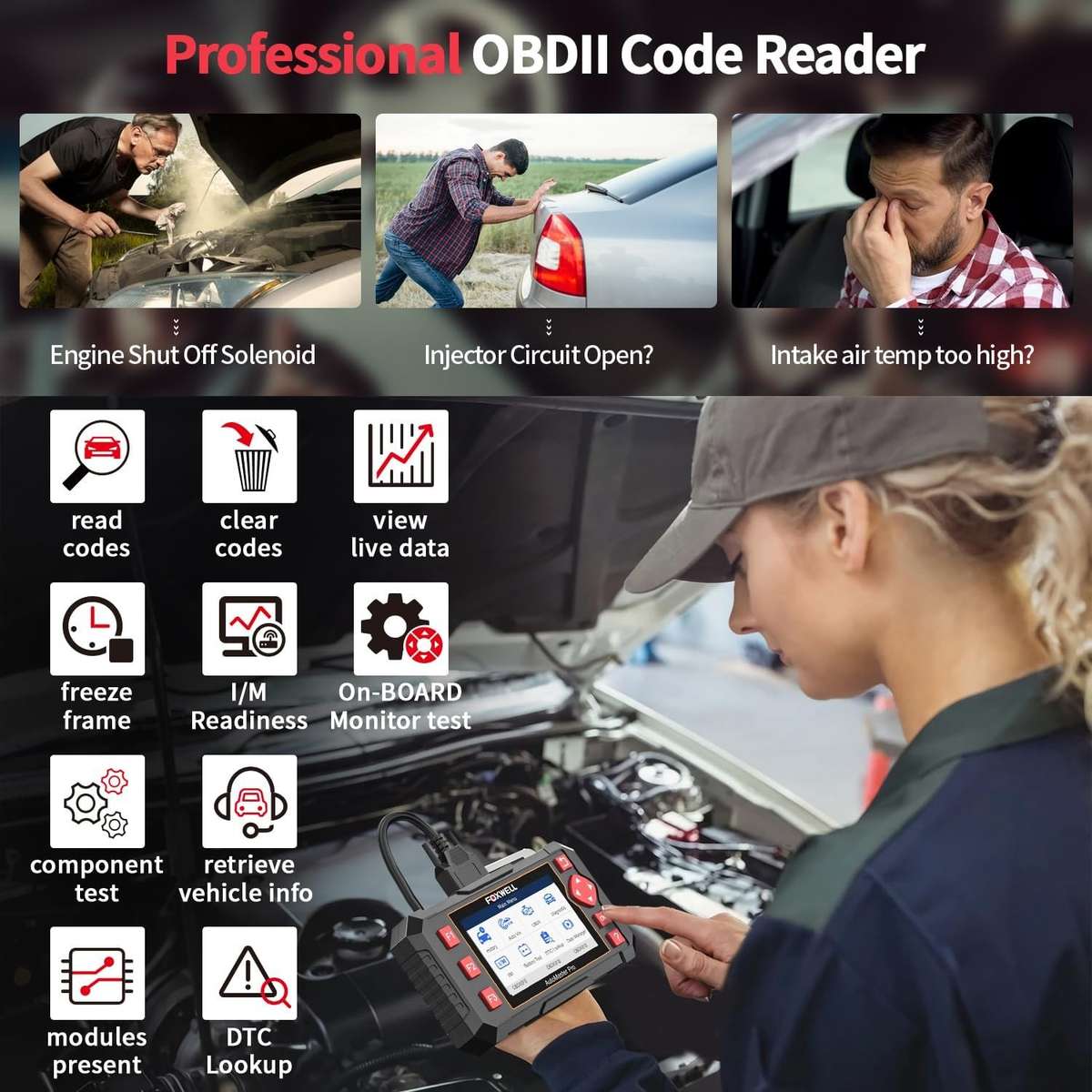 Foxwell NT604 Elite OBD2 Scanner ABS SRS Transmission