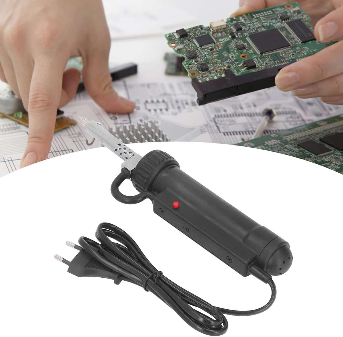 Electric Desoldering Iron - Stainless Steel ABS Solder Suction Cup Automatic Portable Welding Sol...