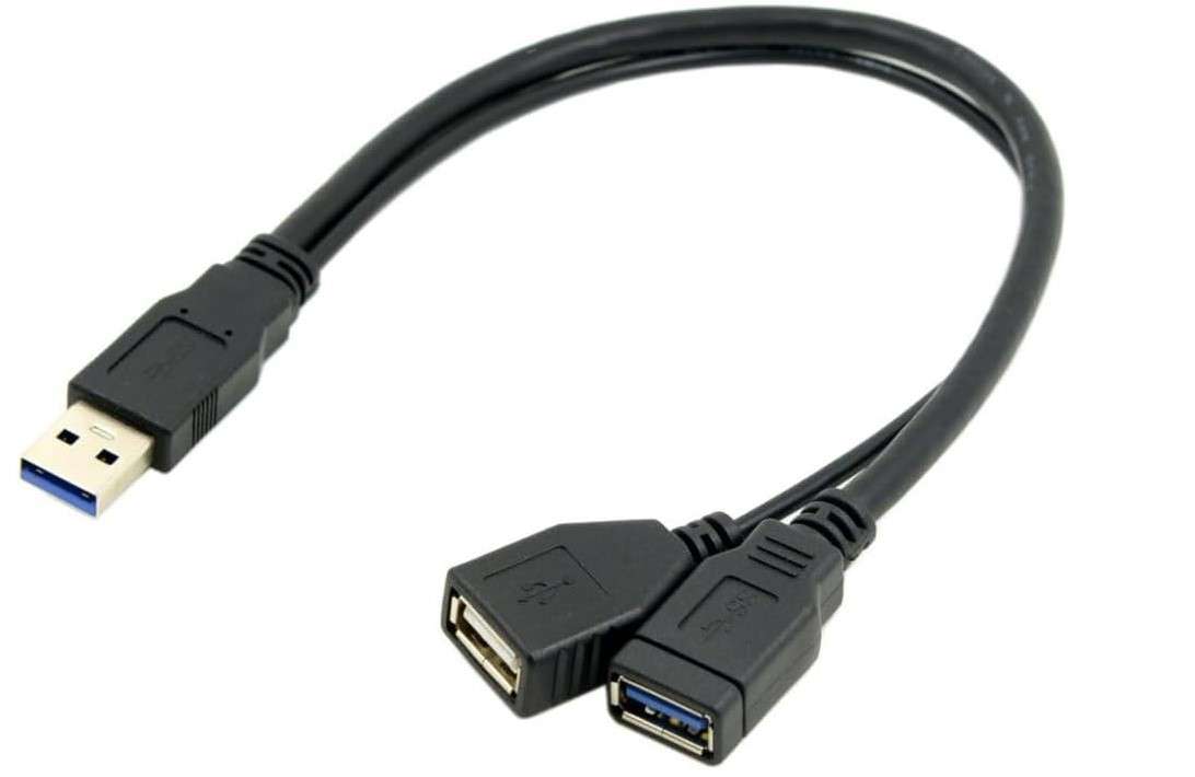 USB 3.0 Splitter Y Cable USB 1 Male to 2 Female Extra Power Data Extension Cable for 2.5" Mobile ...