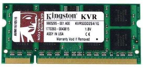 Kingston 1GB 533MHz SO-DIMM Notebook Memory (KVR533D2S4/1G) - Kingston