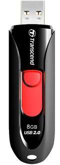 Transcend JetFlash&trade;590K USB 2.0 Capless Flash Drive - 8GB - Transcend