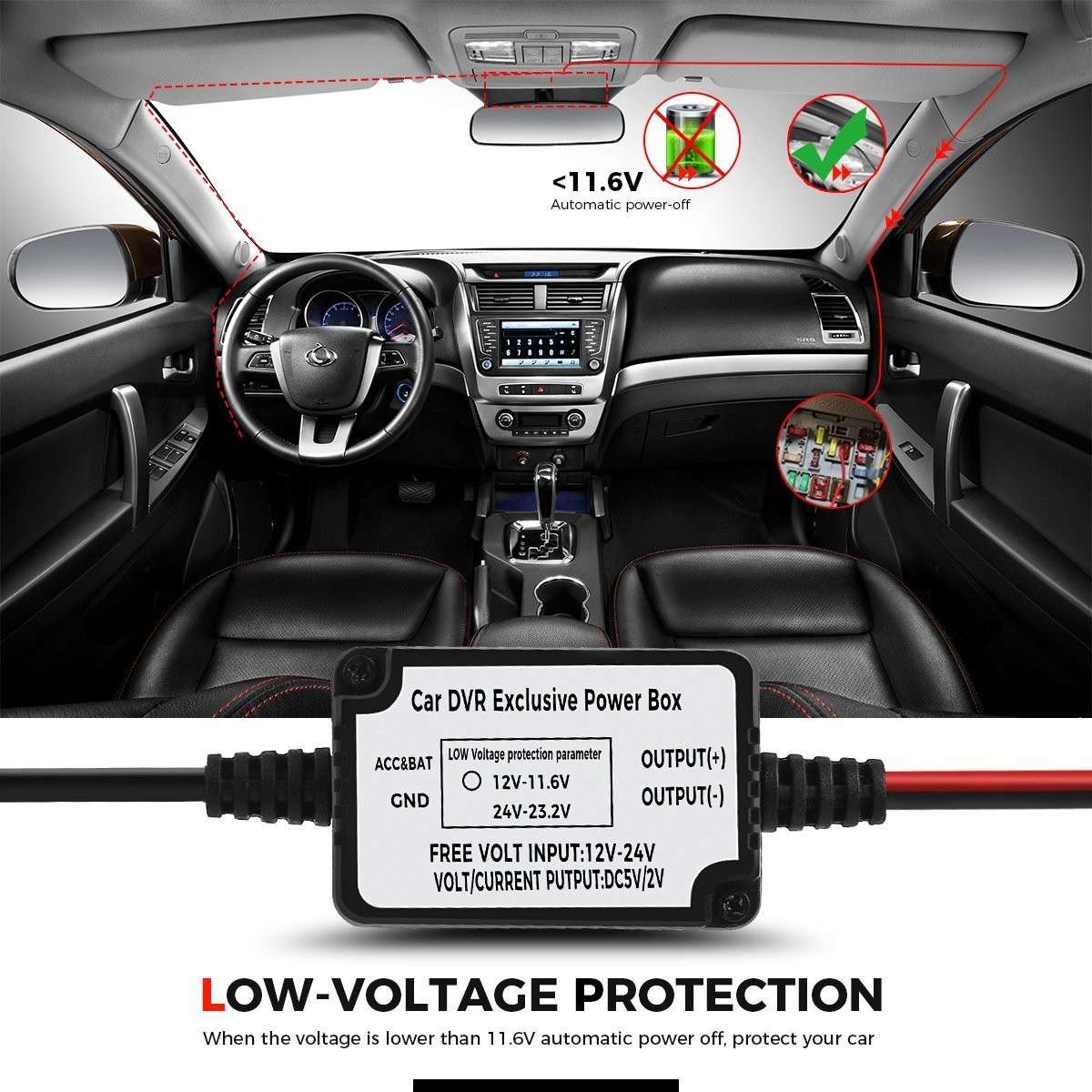 Dashboard Dashcam Camera Hardwire Kit - MICRO USB