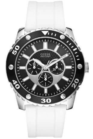 Guess Gents Chronograph White Rubber Strap Watch