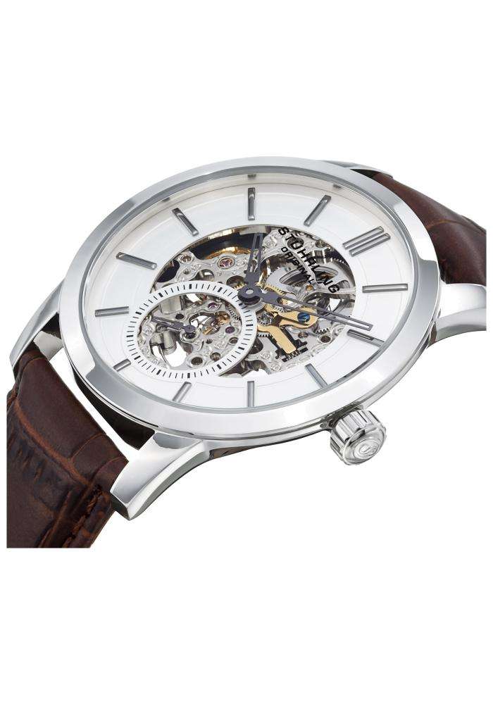 STUHRLING ORIGINAL Men's Automatiic SLIM SKELETON Delphi 924 Watch BRAND NEW
