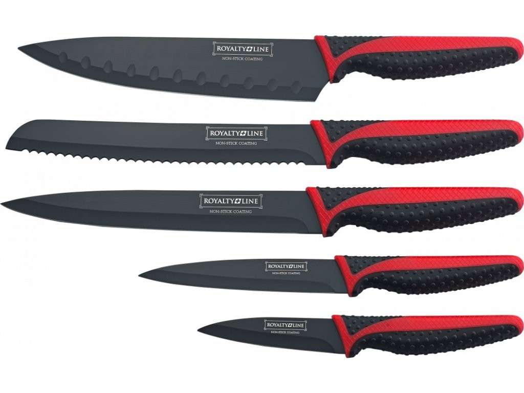 Royalty Line - 5 Pieces Non-Stick Coating Knife Set - Black/Red (PLEASE READ THE DESCRIPTION)