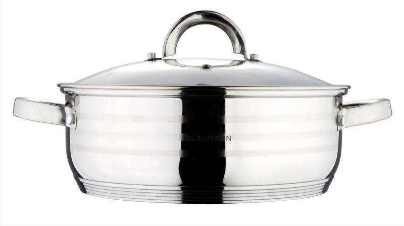 Blaumann 20cm Stainless Steel Shallow Soup Pot ( Gourmet Line ) Oven & Dish Washer Safe (Authentic)