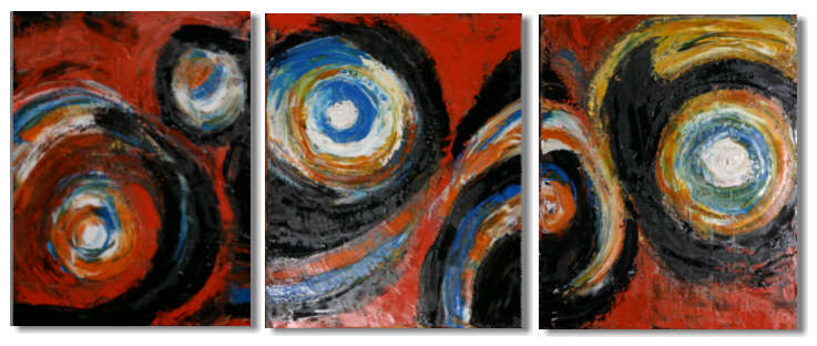 Original Modern Oil Painting by RKM - Tryptichon