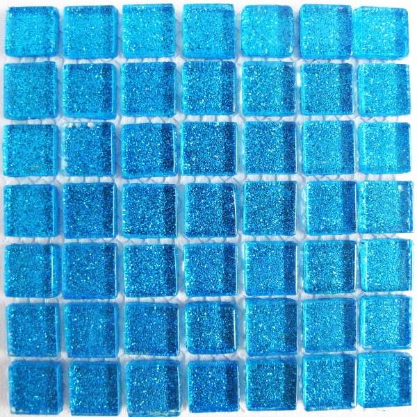 Glitter Crystal Glass Mini Mosaic Tiles 12mm x 12 mm- TEAL