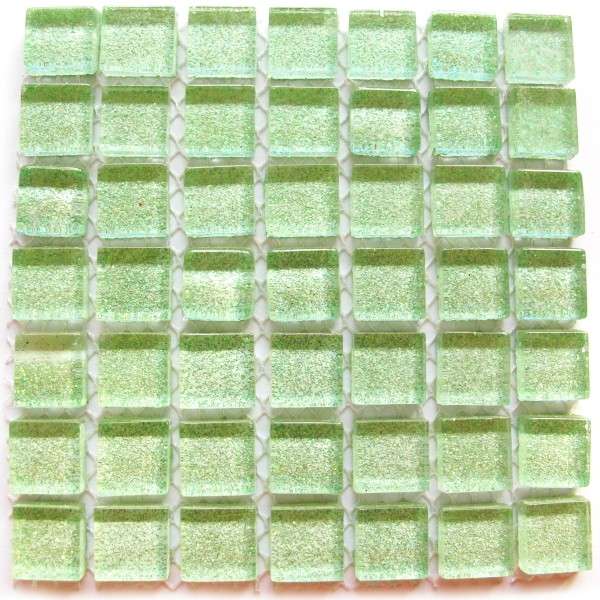 Glitter Crystal Glass Mini Mosaic Tiles 12mm x 12 mm- LIGHT GREEN