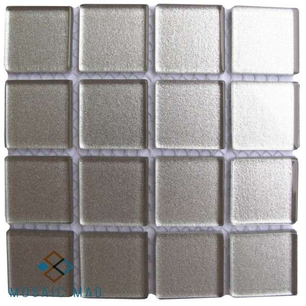Metallic Crystal Glass Mosaic Tiles 25x25mm- LIGHT GREY