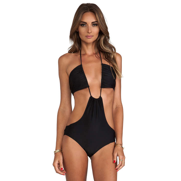 Women Black Halter Monokini