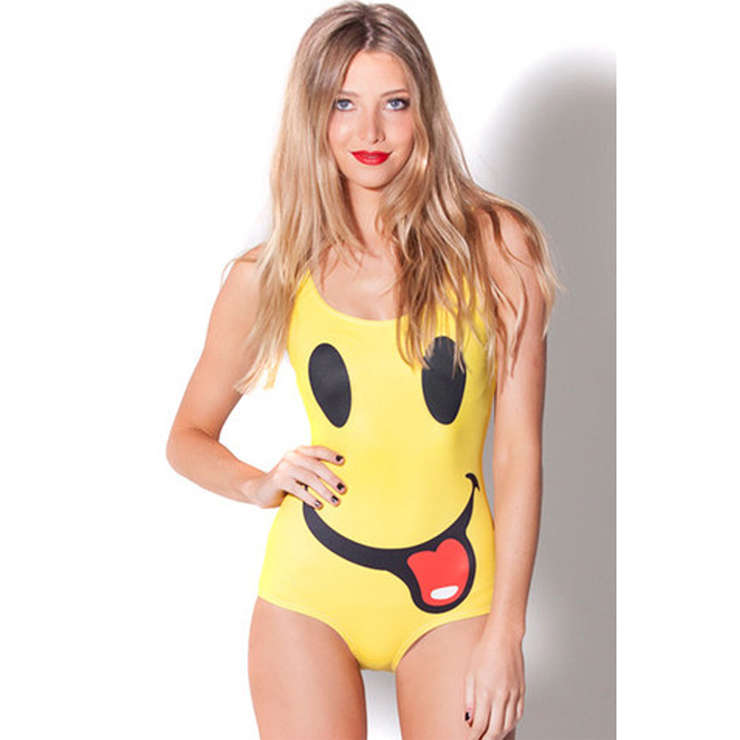 Yellow Smiley Tongue Romper Swimwear