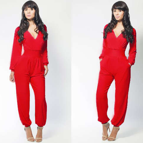 Sexy Red Jumpsuit Dress