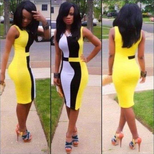 Yellow Sleeveless Bandage Dress