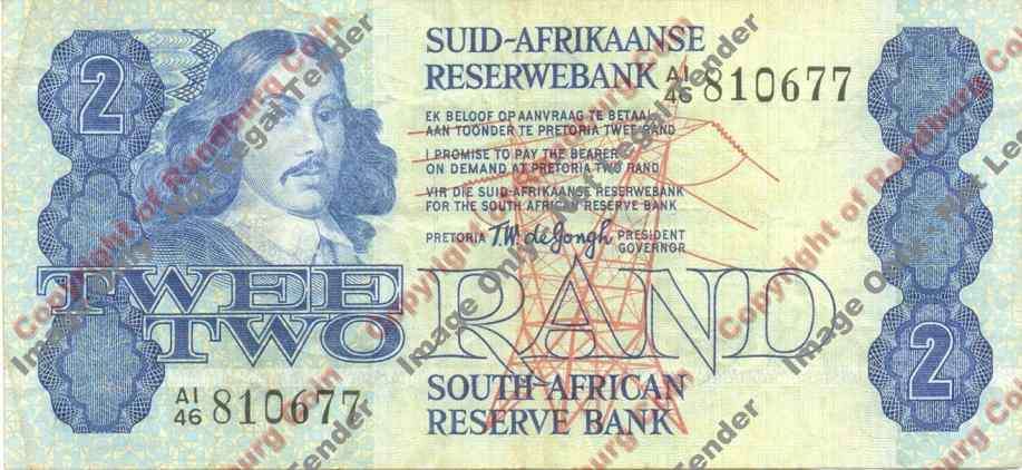 *#* TW de JONGH - 4th Issue - 2 Rand - F+/VF *#*