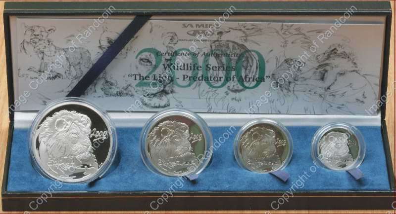 *#* 2000 SA Silver Proof Lion Set in Velvet Case Mintage 1140*#*