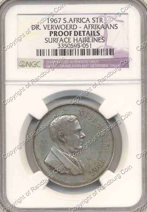 *#* 1967 NGC SLABBED SILVER R1 Afrikaans PF Details Surface Hairlines *#*