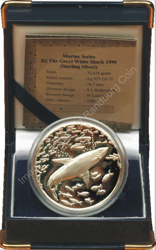 *#* SA Silver R2 Proof 1999 Shark Mintage 1 982*#*