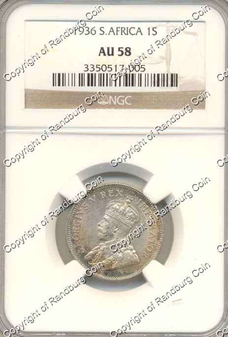 *#* 1936 NGC SLABBED SA SHILLING AU 58 (other 1936 coins also on BOB) *#*