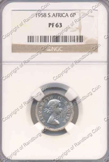 *#* 1958 NGC SIXPENCE SLABBED PF 63 *#*