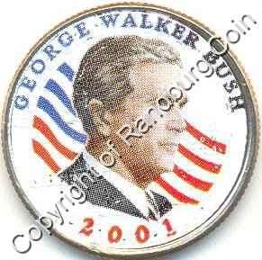 *#* USA 2001 George Bush Colourised Quarter Dollar *#*