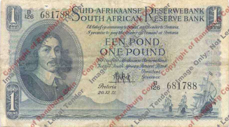 *#* MH DE KOCK - 3rd Issue - One Pound Afr/Eng F/F+ - Staple holes *#*