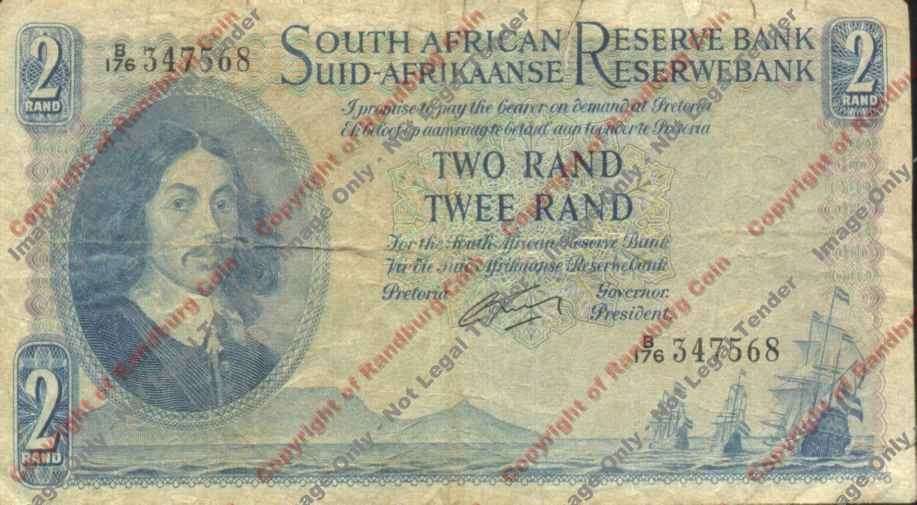 *#* G RISSIK - 1st Issue - 2 Rand Eng/Afr - F - Slight tears in top edge *#*