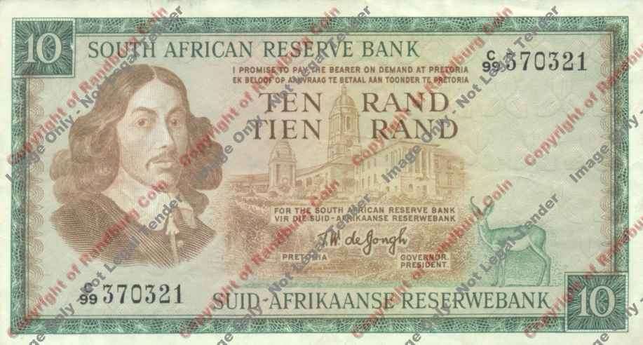 *#* TW de JONGH - 1st Issue - 10 Rand Eng/Afr - VF+ *#*