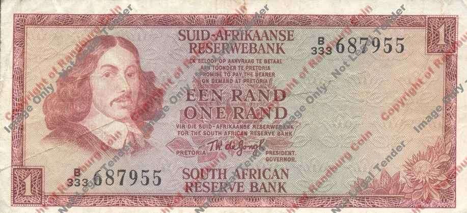 *#* TW de JONGH - 2nd Issue - 1 Rand - Afr/Eng - F - see description *#*