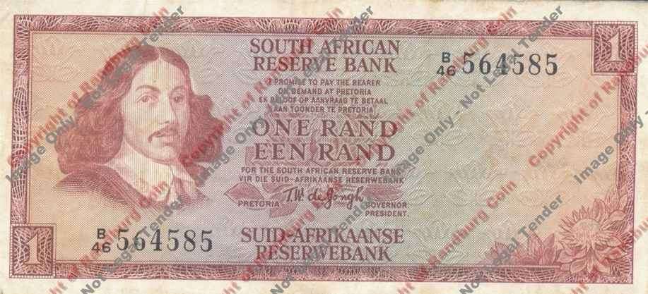 *#* TW de JONGH - 2nd Issue - 1 Rand - Eng/Afr - VF a little dirty *#*