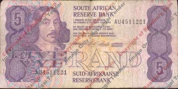 *#* CL Stals 1st Issue - Five Rand Note - F - Dirty*#*