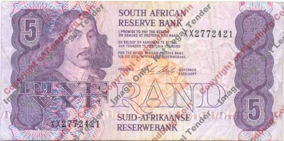 *#* CL Stals 1st Issue - Five Rand XX Replacement Note - F+ *#*