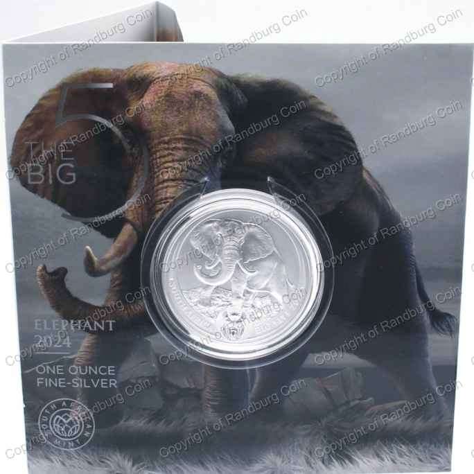 2024 1oz R5 Fine Silver Elephant Brilliant Uncirculated Big Five Series III