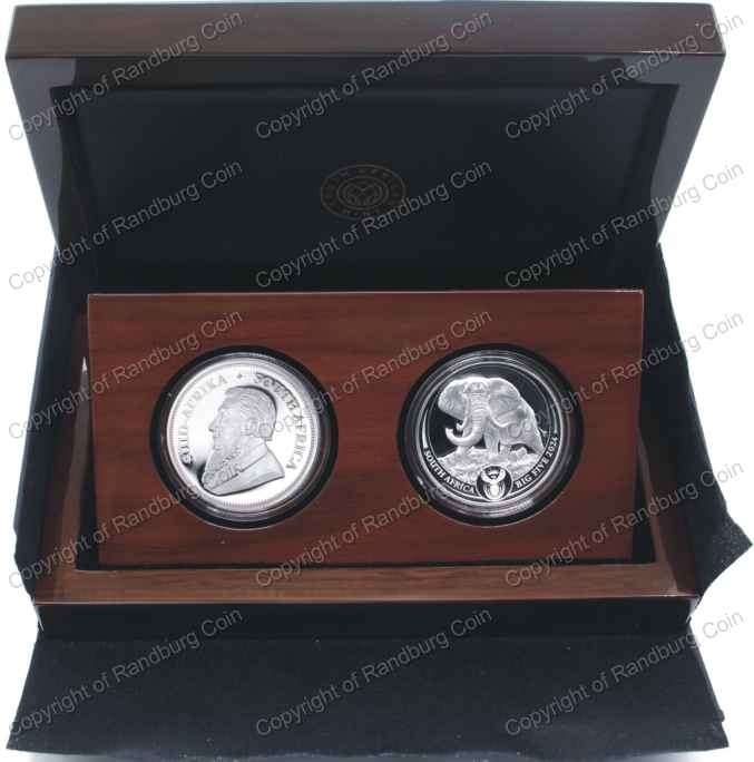 2024 1oz Silver Krugerrand Elephant Privy Mark and 1oz Silver Elephant Combo Set - Series 3