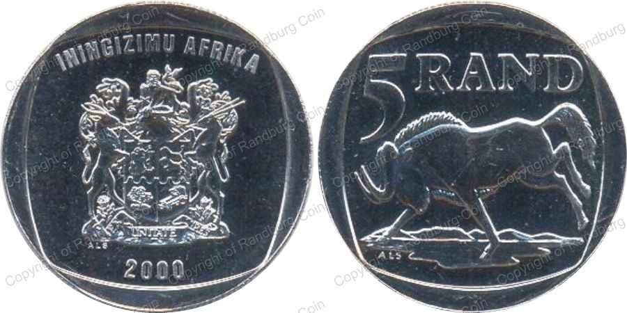 *#* 2000 Uncirculated R5 with Old Coat of Arms in a Plastic Sleeve - out of a mint pack *#*