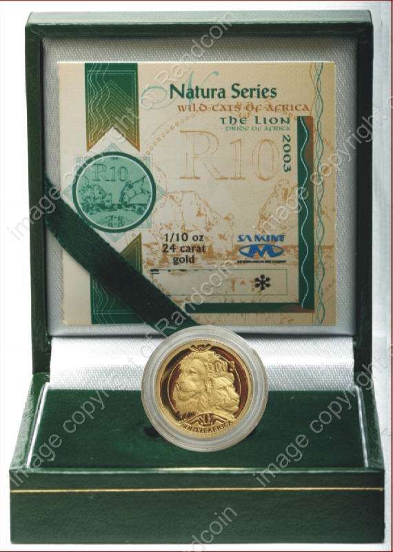 *#* 2003 SA Gold Natura Lion Tenth Ounce Mintage 4233 *#*
