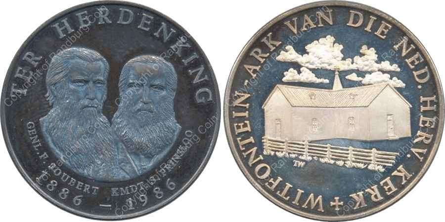 1986 Centenary-Ark van die Ned.Herv.Kerk-Herdenking Genl. Joubert & Kmdt Prinsloo - STG Silver Medal