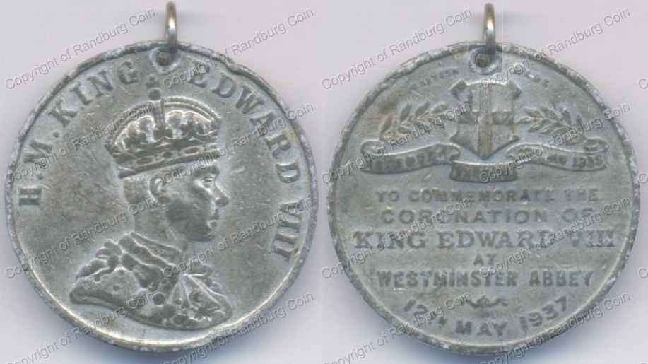 Great Britain 1937 Proposed Coronation of King Edward 7 - Westminster Abbey White Metal Medal